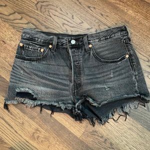 Levi’s 501 Black Distressed Jean shorts